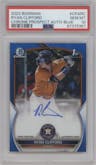 Ryan Clifford from the 2023 Bowman  set featuring a Blue Refractor parallel graded by PSA and given an overall grade of 10.