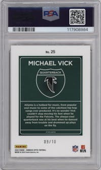 Michael Vick from the 2024 Donruss Optic set featuring a Gold parallel graded by PSA and given an overall grade of 9.