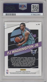PJ Washington Jr. from the 2019-20 Panini Donruss set featuring a Yellow Holo Laser parallel graded by PSA and given an overall grade of 10.