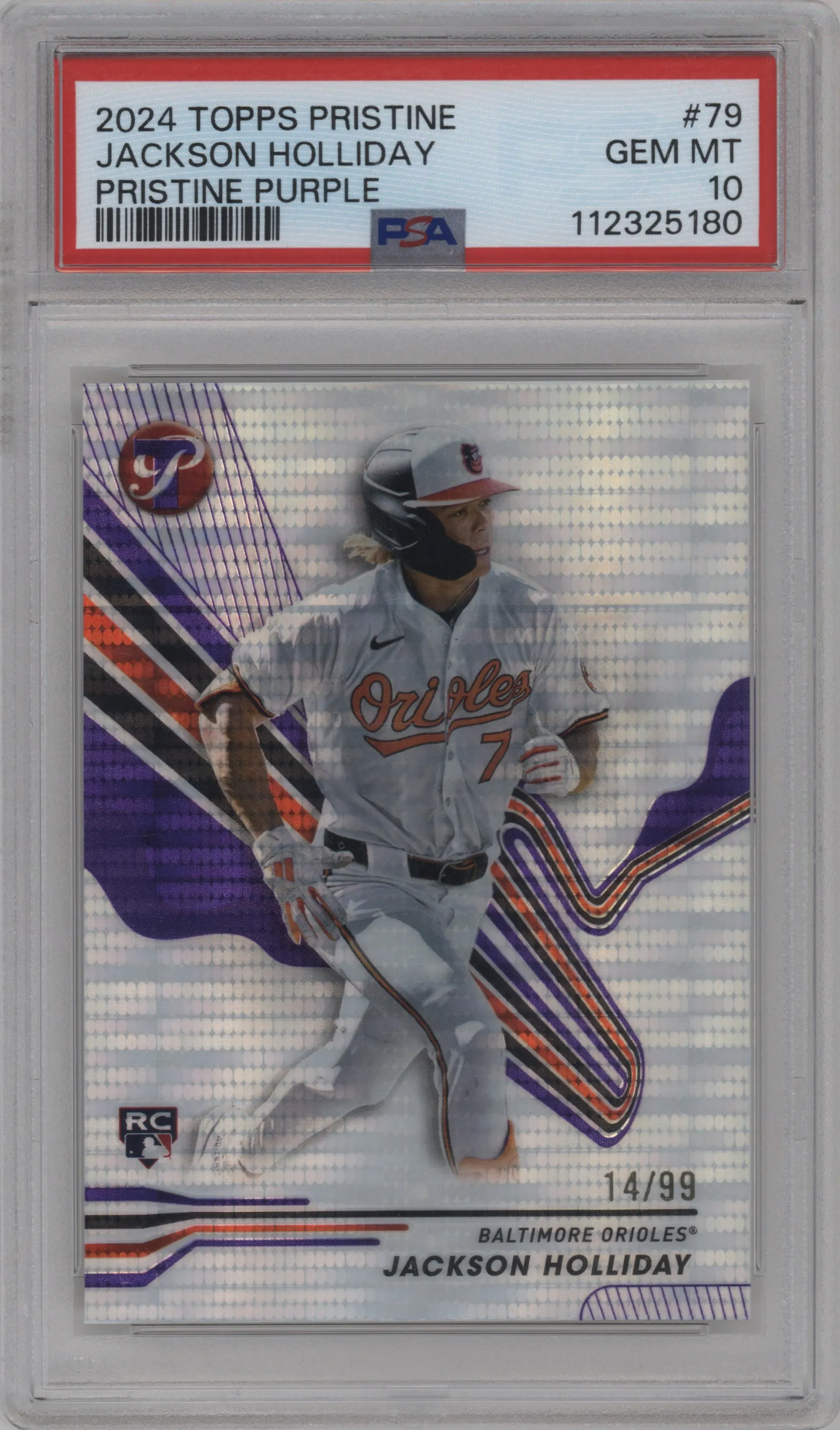 2024 Topps Pristine Jackson Holliday Purple Pristine Pulsar Refractor PSA 10
