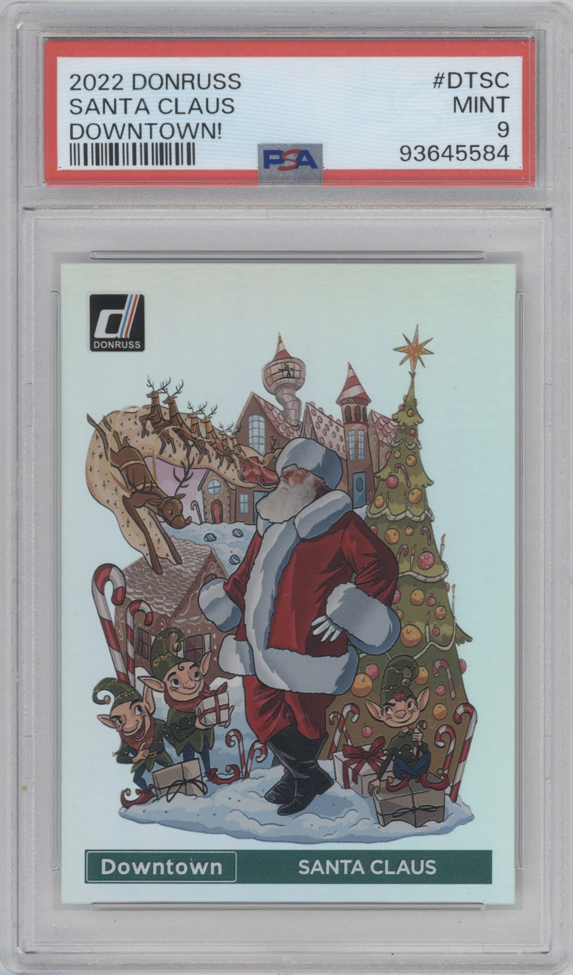 Santa Claus from the 2022 Panini Donruss set graded by PSA and given an overall grade of 9.
