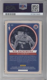 Rui Hachimura from the 2019-20 Panini Chronicles  set graded by PSA and given an overall grade of 9.