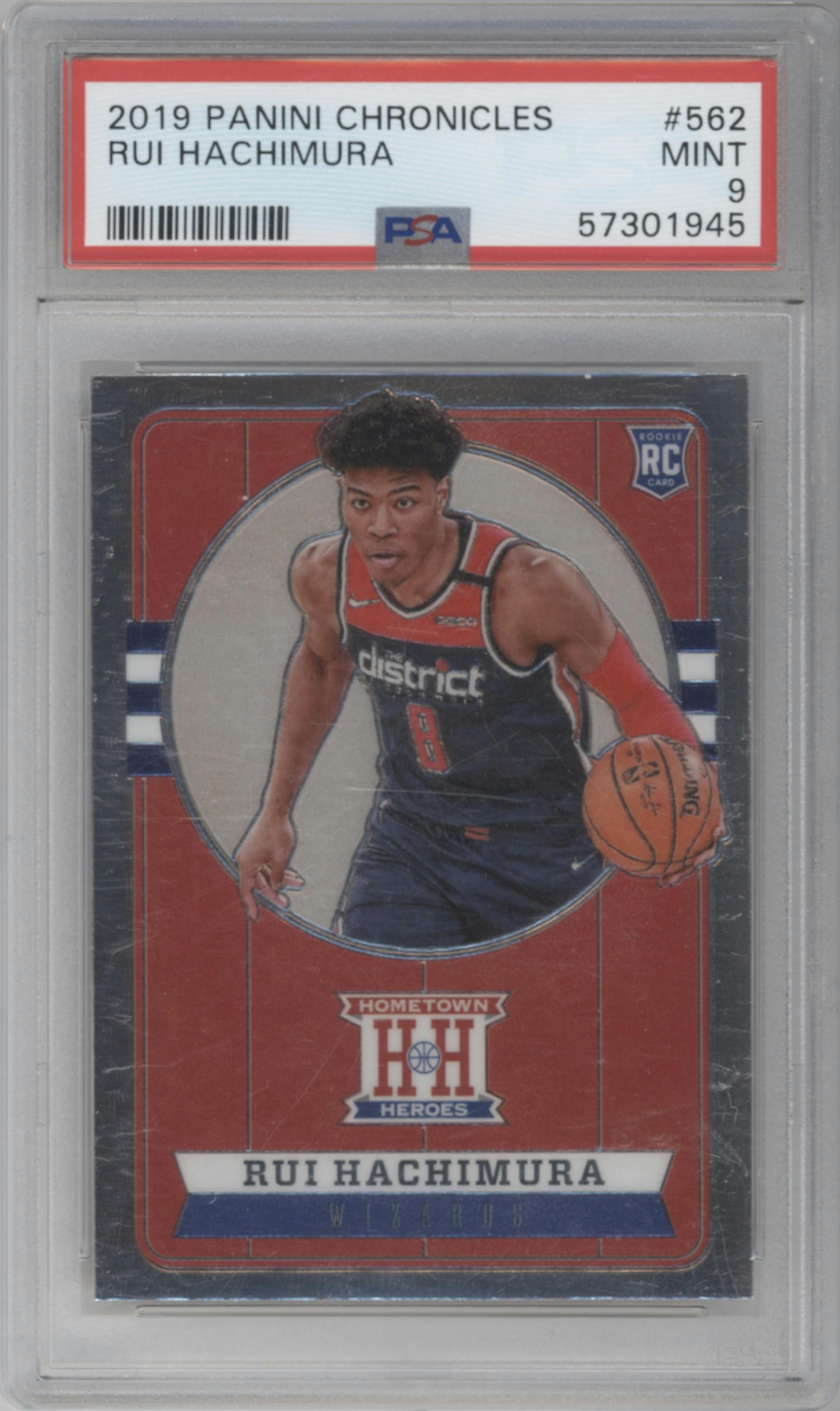 Rui Hachimura from the 2019-20 Panini Chronicles  set graded by PSA and given an overall grade of 9.