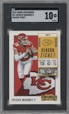 Patrick Mahomes II from the 2018 Panini Contenders set graded by SGC and given an overall grade of 10.
