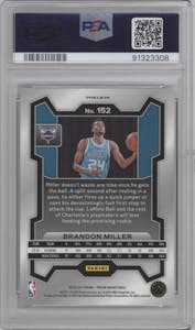 Brandon Miller from the 2023-24 Panini Prizm set featuring a Pink Ice parallel graded by PSA and given an overall grade of 10.