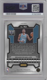 Brandon Miller from the 2023-24 Panini Prizm set featuring a Pink Ice parallel graded by PSA and given an overall grade of 10.