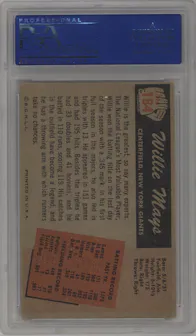 Willie Mays from the 1955 Bowman set graded by PSA and given an overall grade of 5.