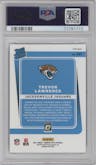 Trevor Lawrence from the 2021 Panini Donruss Optic set featuring a Blue Scope parallel graded by PSA and given an overall grade of 9.