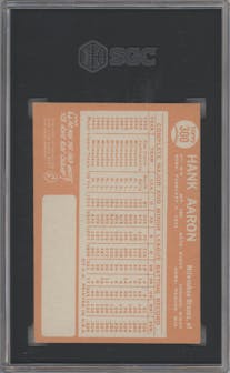Hank Aaron from the 1964 Topps set graded by SGC and given an overall grade of 4.