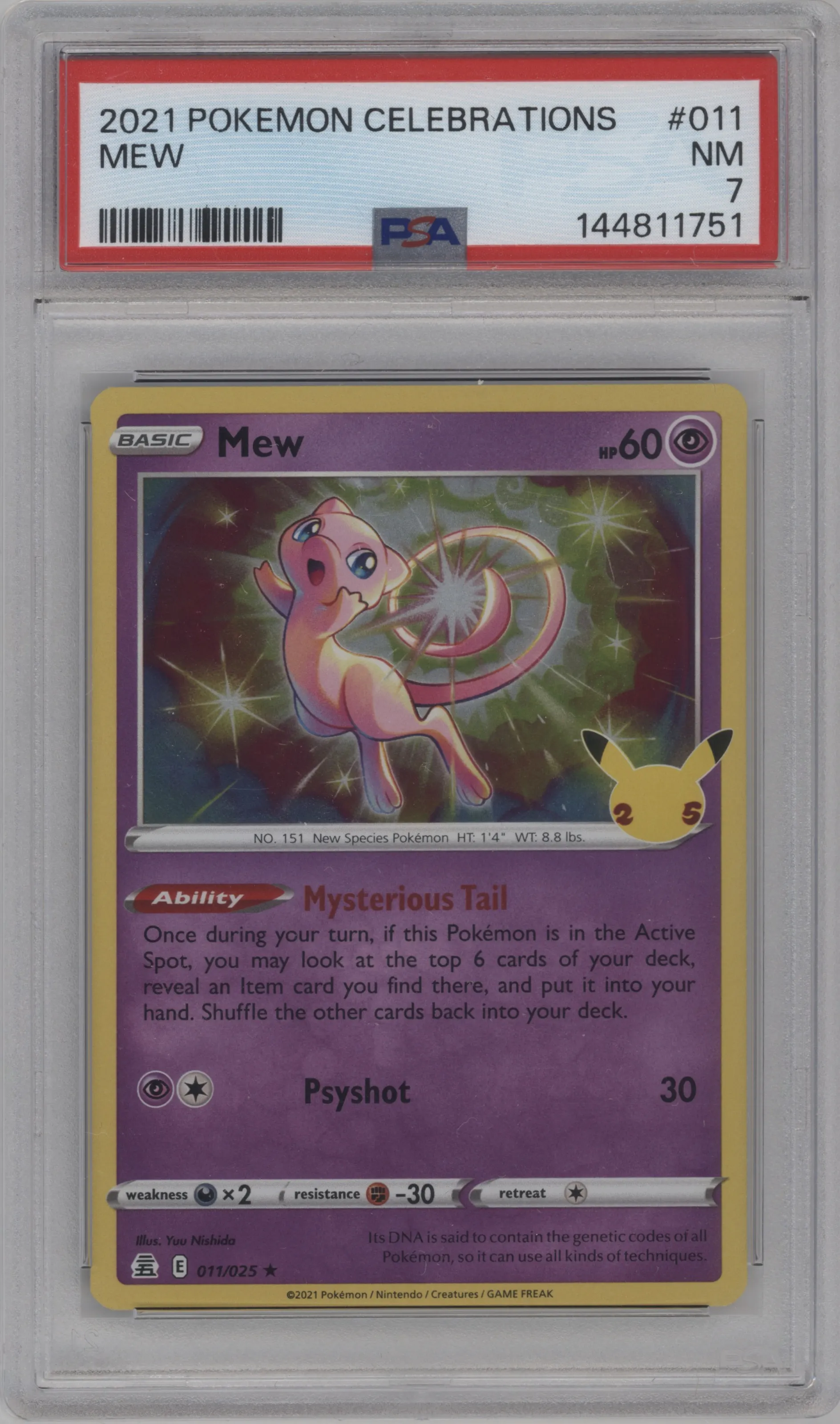 2021 Pokemon SWSH Celebrations Mew #011 PSA 7