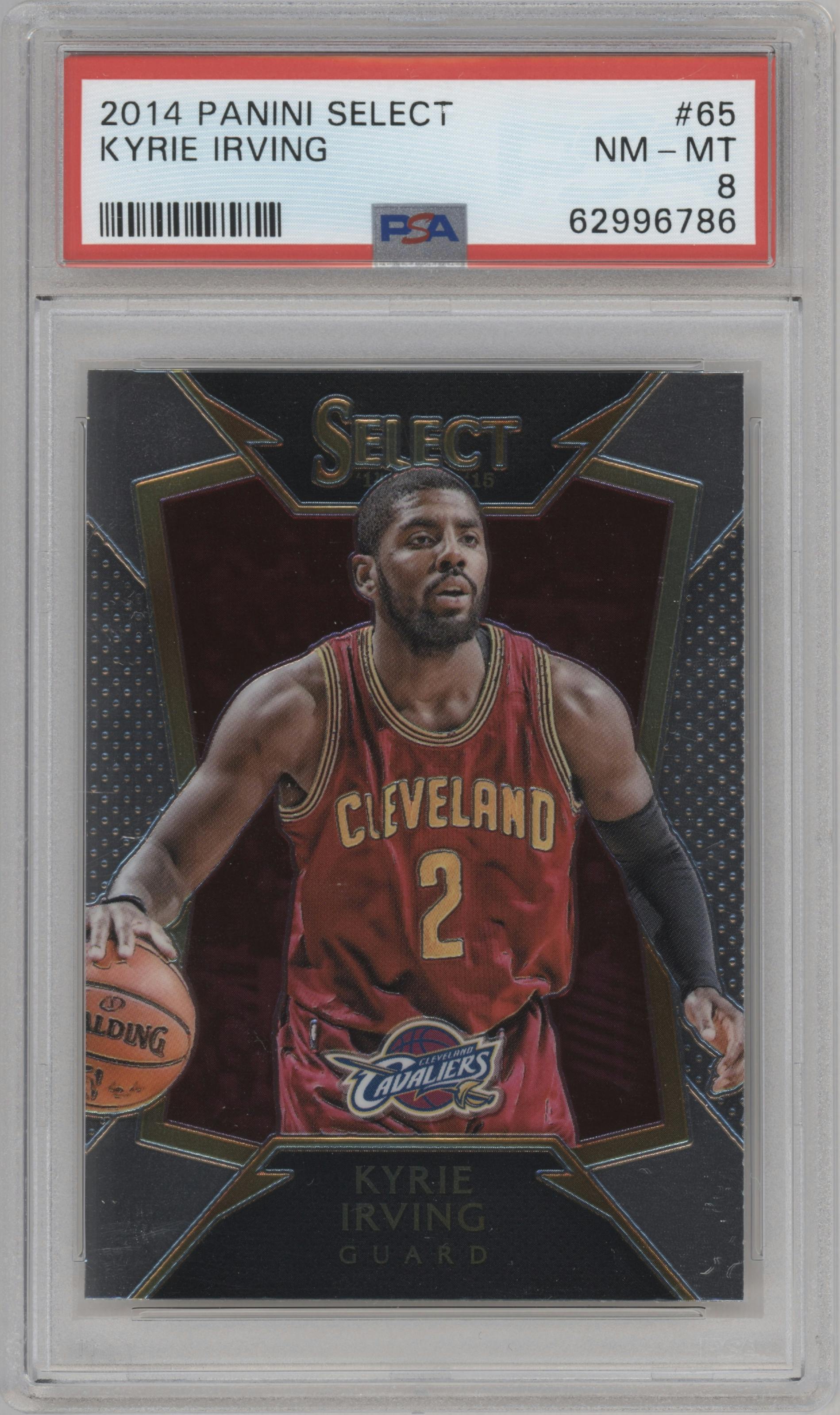 Kyrie Irving from the 2014-15 Panini Select set graded by PSA and given an overall grade of 8.