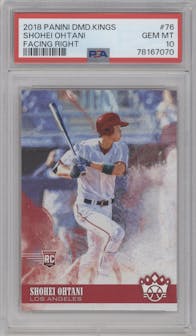 Shohei Ohtani from the 2018 Panini Diamond Kings set graded by PSA and given an overall grade of 10.