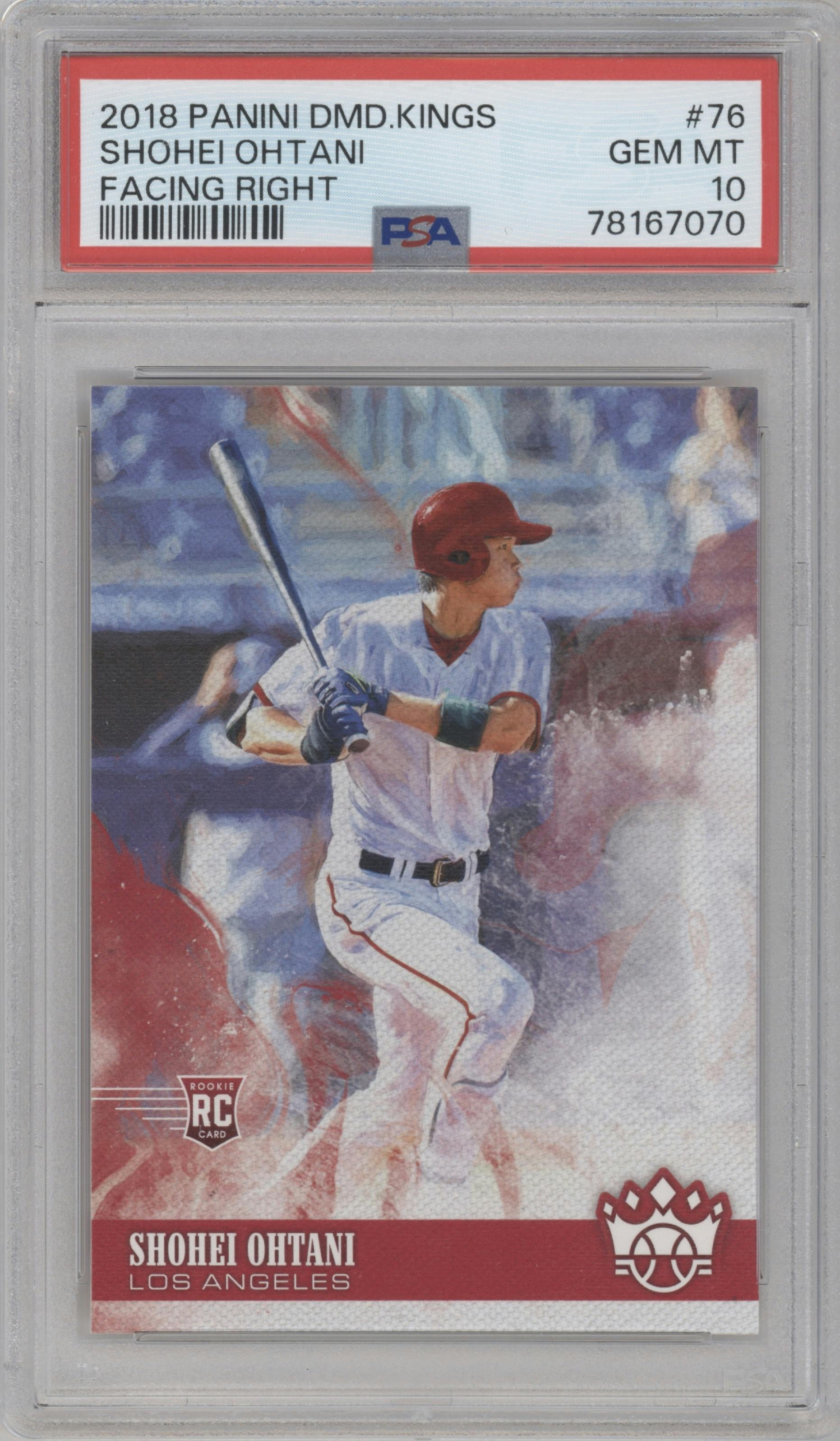 Shohei Ohtani from the 2018 Panini Diamond Kings set graded by PSA and given an overall grade of 10.