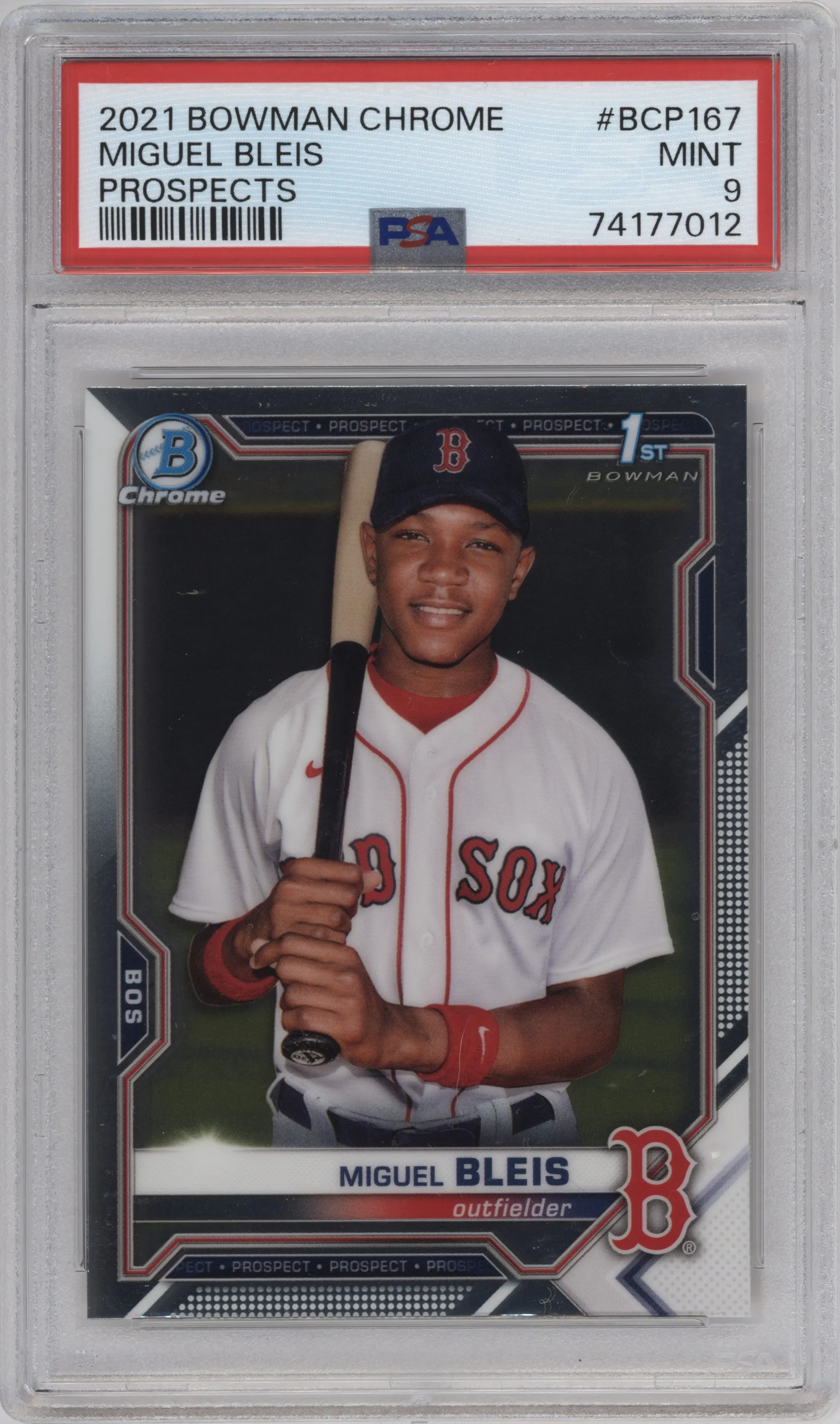 2021 Bowman Chrome Prospects Miguel Bleis PSA 9