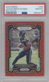 Jaxon Smith-Njigba from the 2023 Panini Prizm set featuring a Red Wave parallel graded by PSA and given an overall grade of 10.