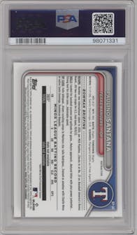 Paulino Santana from the 2024 Bowman Chrome set featuring a Refractor parallel graded by PSA and given an overall grade of 8.