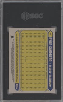 Ryne Sandberg from the 2021 Topps All-Star Rookie Cup set featuring a Orange HoloFractor parallel graded by SGC and given an overall grade of 10.