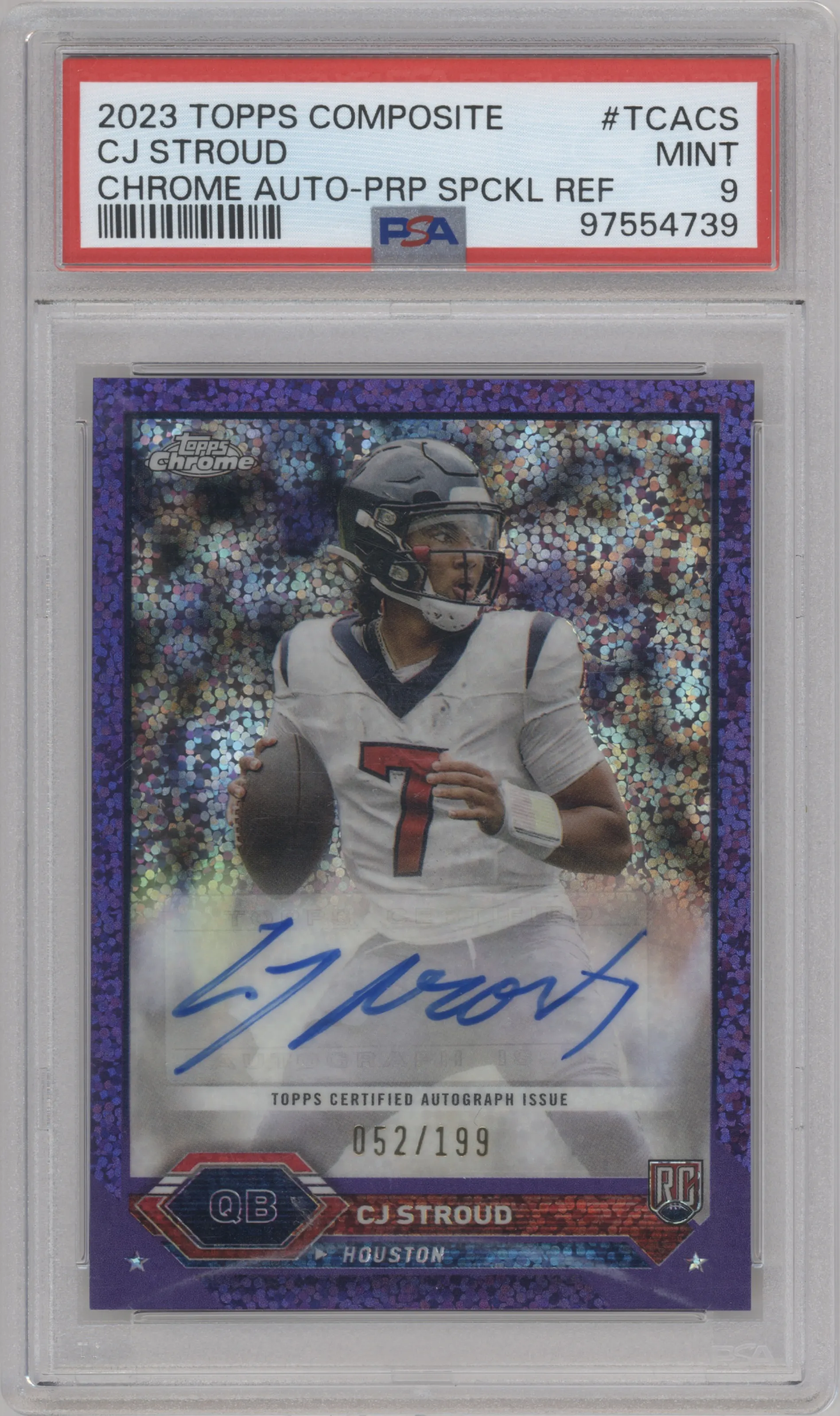 2023 Topps Composite Chr.Auto CJ Stroud Purple Speckle Refractor PSA 9