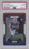 Dalton Kincaid from the 2023 Panini Prizm set featuring a Red White Blue Prizm parallel graded by PSA and given an overall grade of 10.