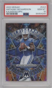 Anthony Richardson from the 2023 Panini Mosaic set graded by PSA and given an overall grade of 10.