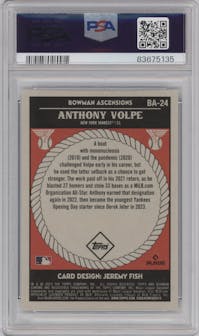 Anthony Volpe from the 2023 Bowman Chrome set graded by PSA and given an overall grade of 10.