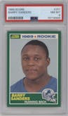 Barry Sanders from the 1989 Score set graded by PSA and given an overall grade of 8.