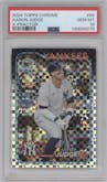 Aaron Judge from the 2024 Topps Chrome set featuring a X-Fractor parallel graded by PSA and given an overall grade of 10.