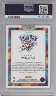 Cason Wallace from the 2023-24 Panini Spectra set graded by PSA and given an overall grade of 10.