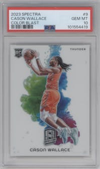 Cason Wallace from the 2023-24 Panini Spectra set graded by PSA and given an overall grade of 10.