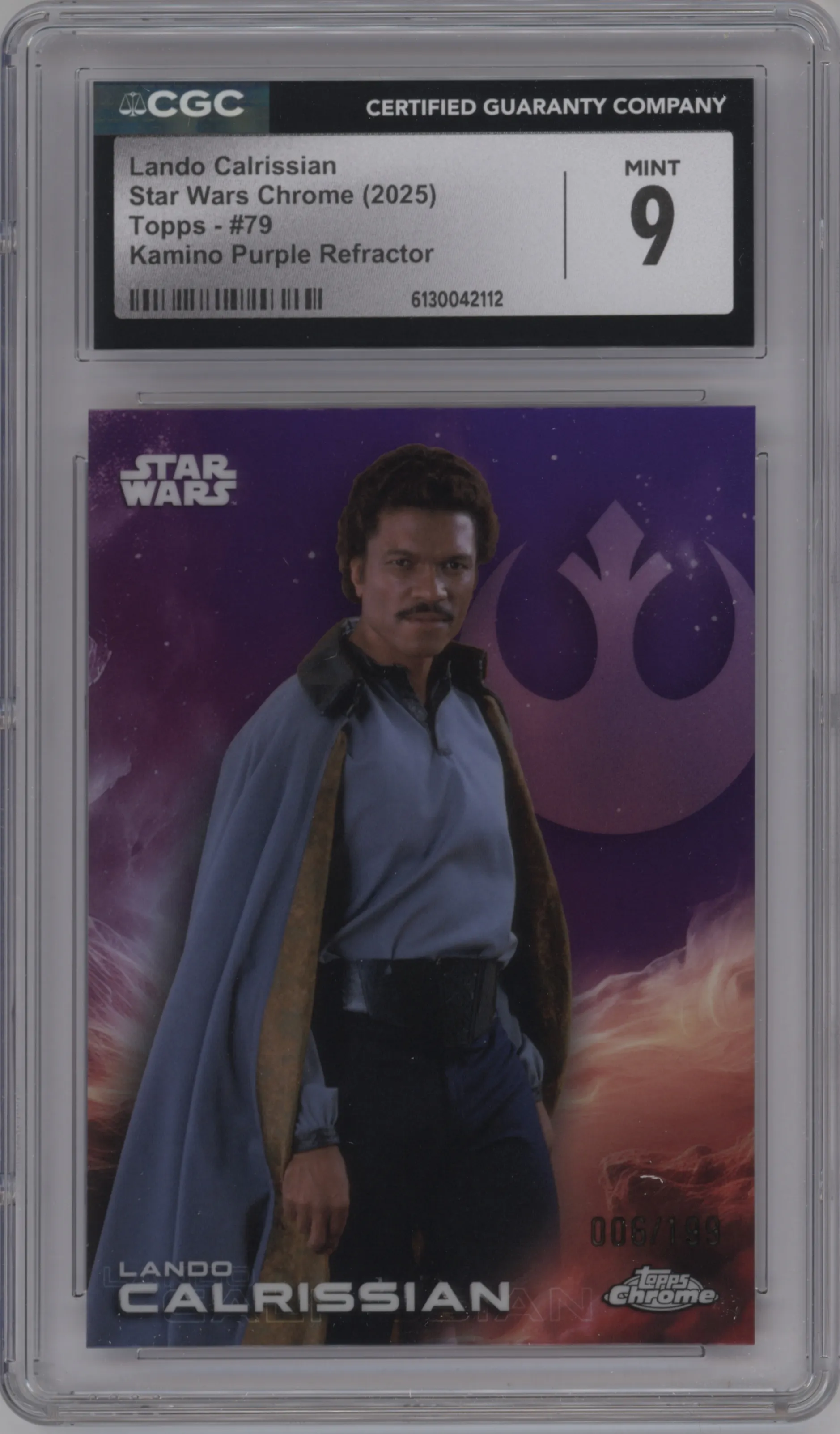 2025 Topps Chrome Star Wars Lando Calrissian Purple Kamino #79 CGC 9