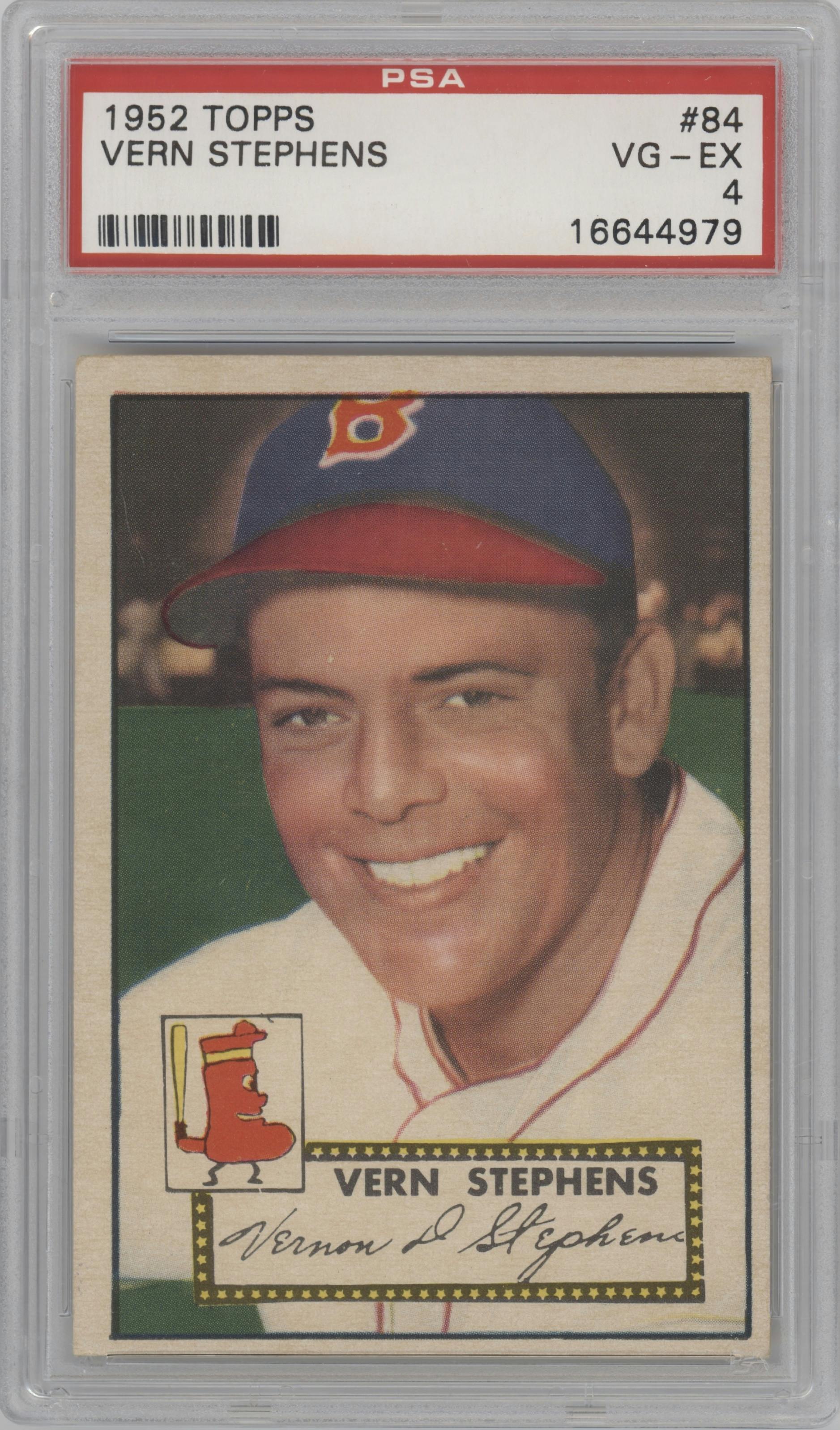 Vern Stephens from the 1952 Topps set graded by PSA and given an overall grade of 4.