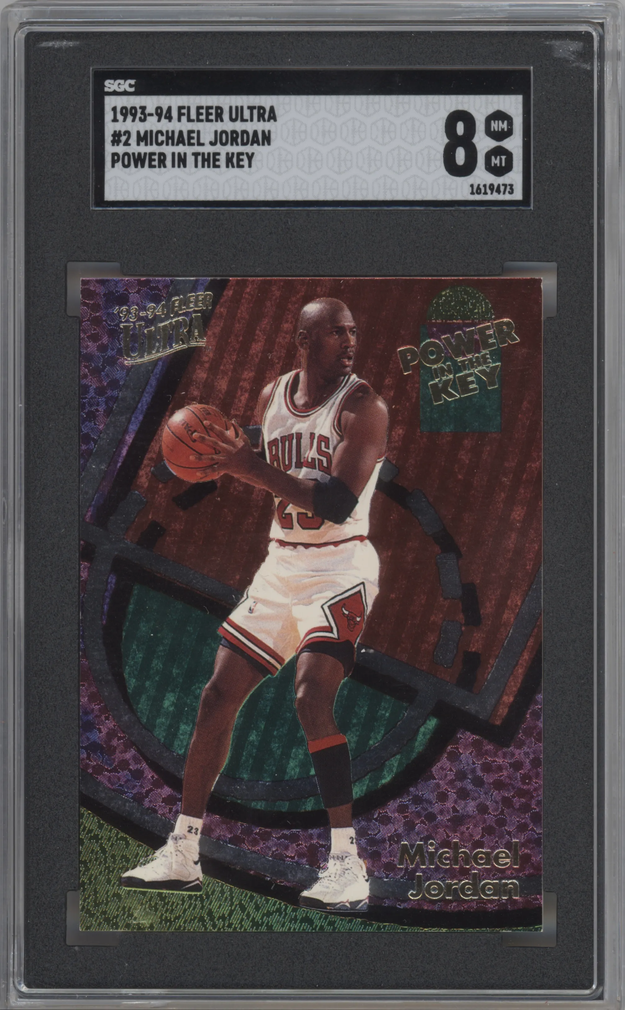 Michael Jordan  from the 1993-94 Fleer Ultra set graded by SGC and given an overall grade of 8.