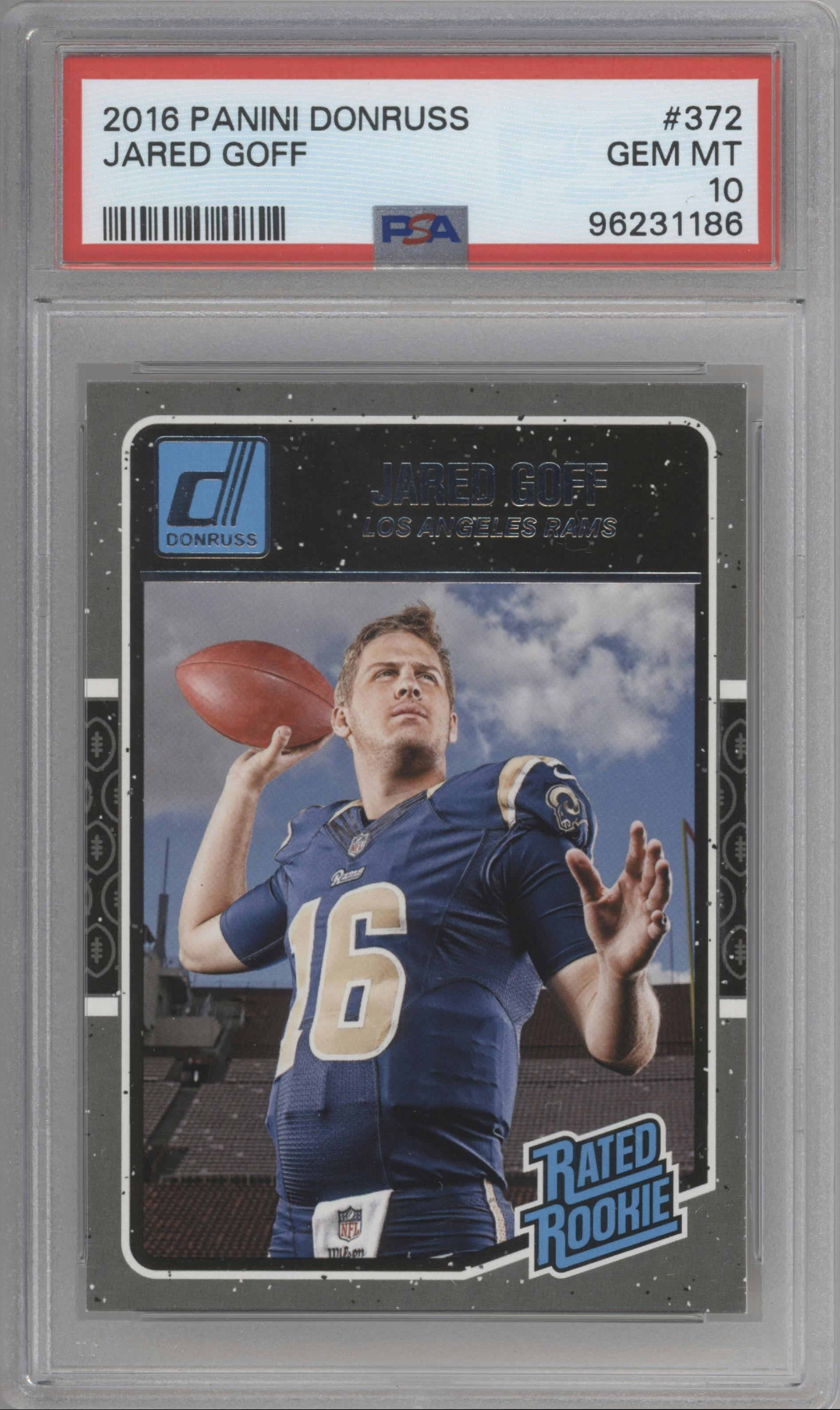  Jared Goff from the 2016 Panini Donruss  set graded by PSA and given an overall grade of 10.