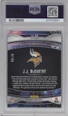 J.J. McCarthy from the 2024 Panini Prizm set featuring a Blue Ice parallel graded by PSA and given an overall grade of 9.