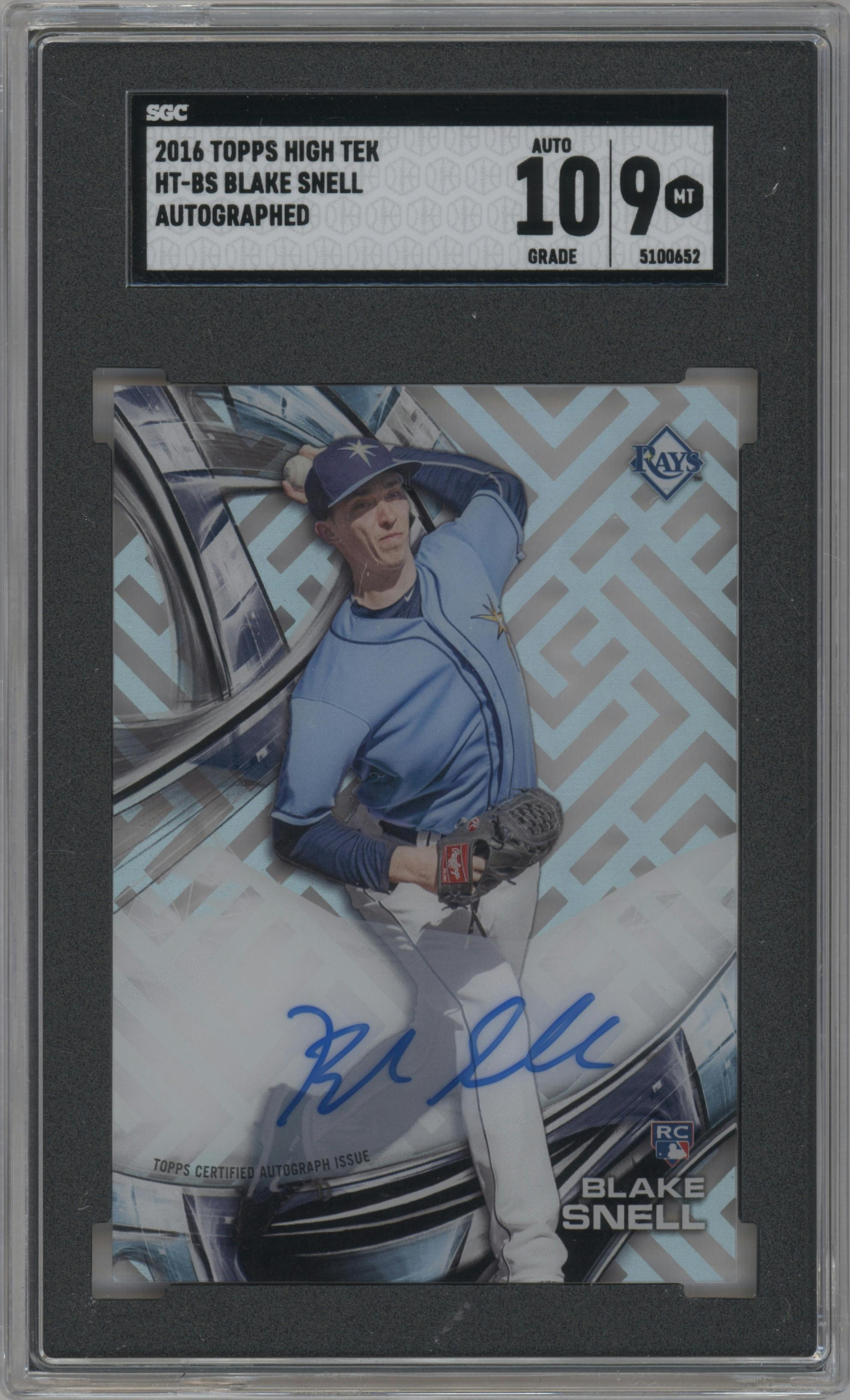 Blake Snell from the 2016 Topps High Tek set graded by SGC and given an overall grade of 9.
