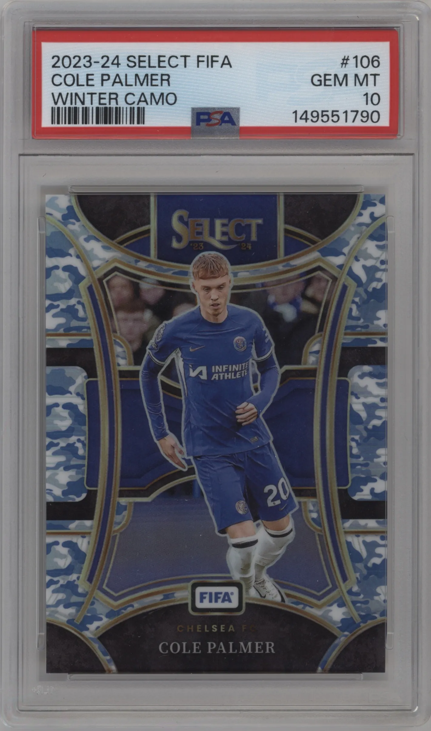2023 Panini Select FIFA Mezzanine Cole Palmer Winter Camo #106 PSA 10