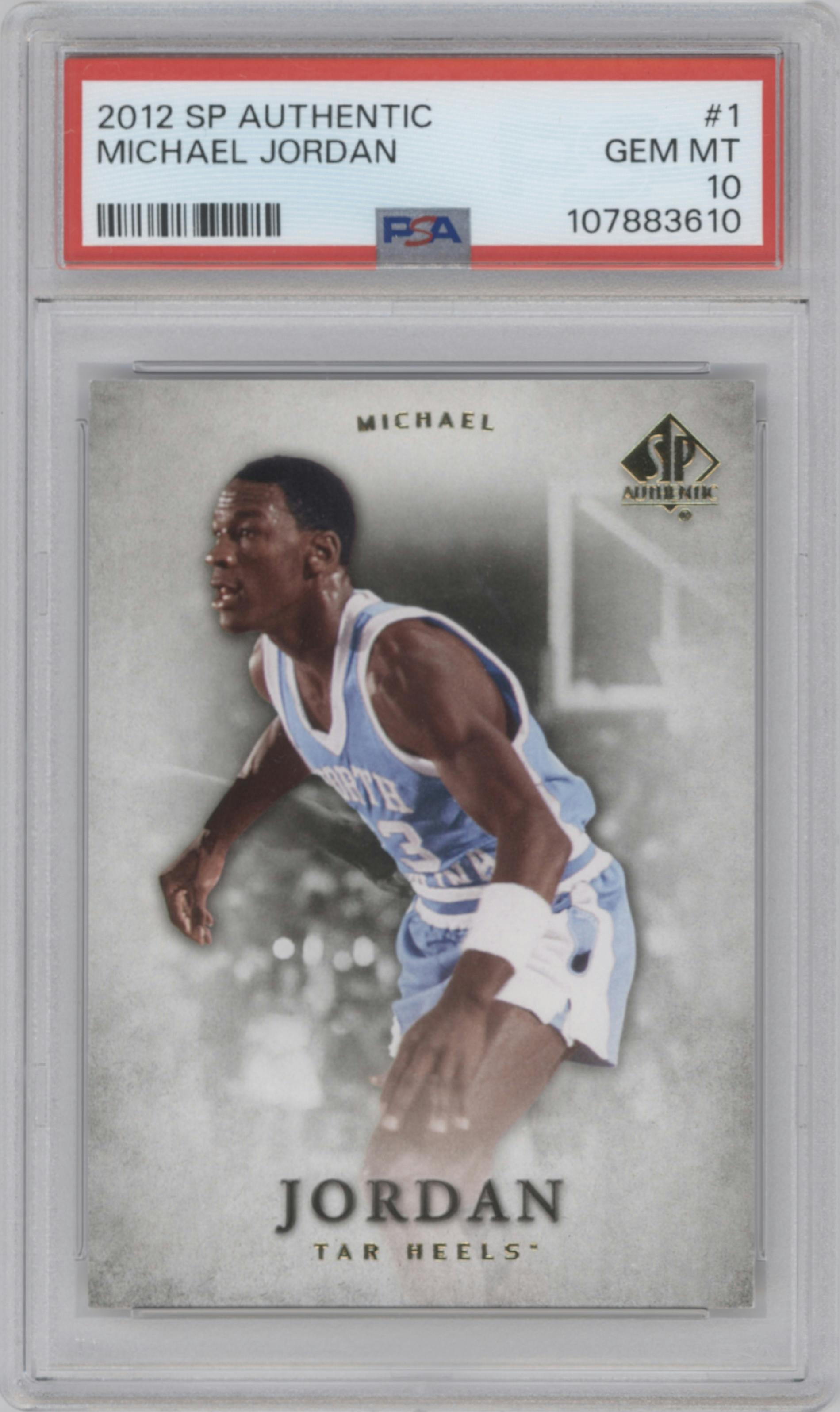Michael Jordan from the 2012-13 Upper Deck SP Authentic set graded by PSA and given an overall grade of 10.