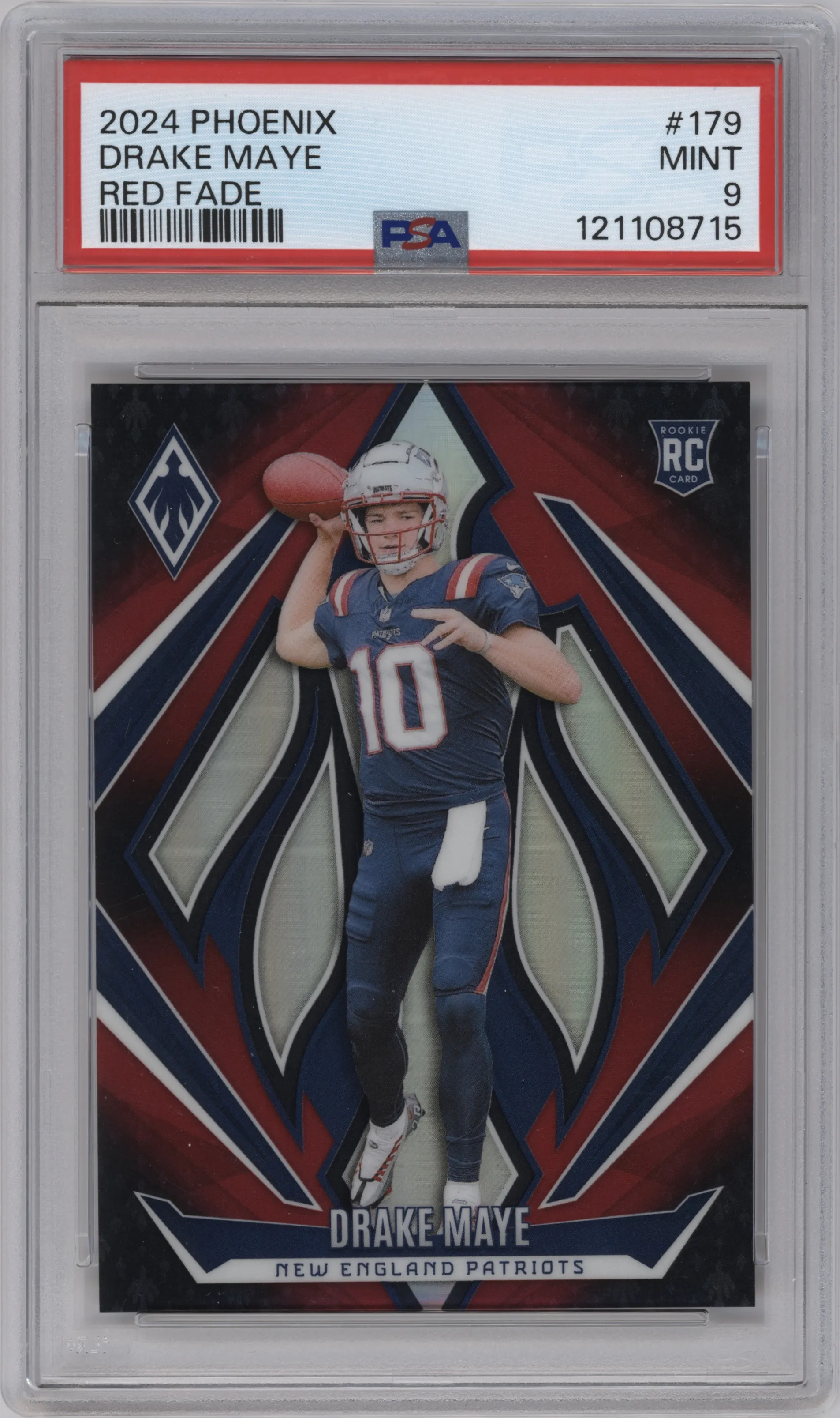 2024 Panini Phoenix Drake Maye Red Fade PSA 9