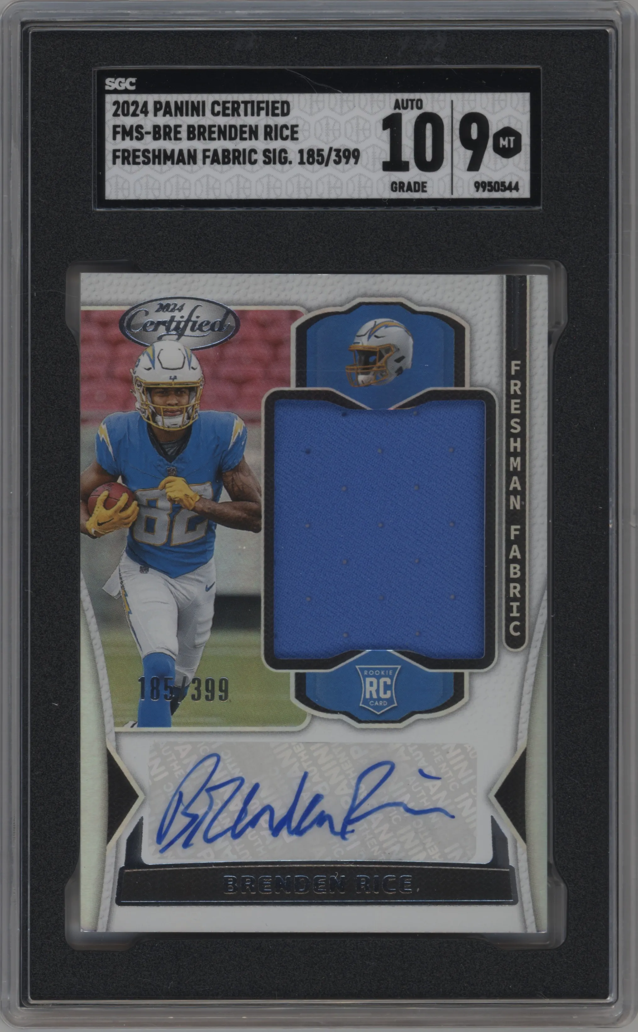 2024 Panini Certified Frshmn.Fab.Mrrr.Sig. Brenden Rice #FMS-BRE SGC 9