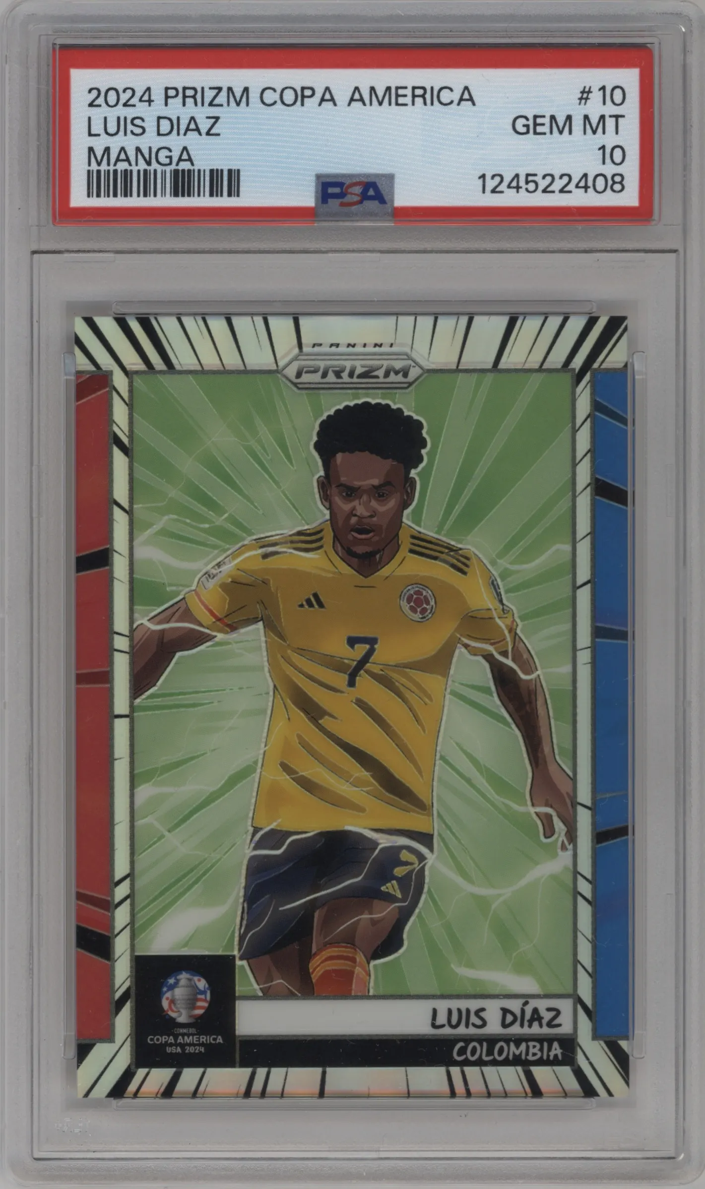 2024 Panini Prizm CONMEBOL Copa America Manga Luis Diaz #10 PSA 10