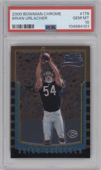 Brian Urlacher from the 2000 Bowman Chrome set graded by PSA and given an overall grade of 10.