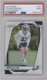 Cooper DeJean from the 2024 Panini Prizm set featuring a White Prizm parallel graded by PSA and given an overall grade of 9.