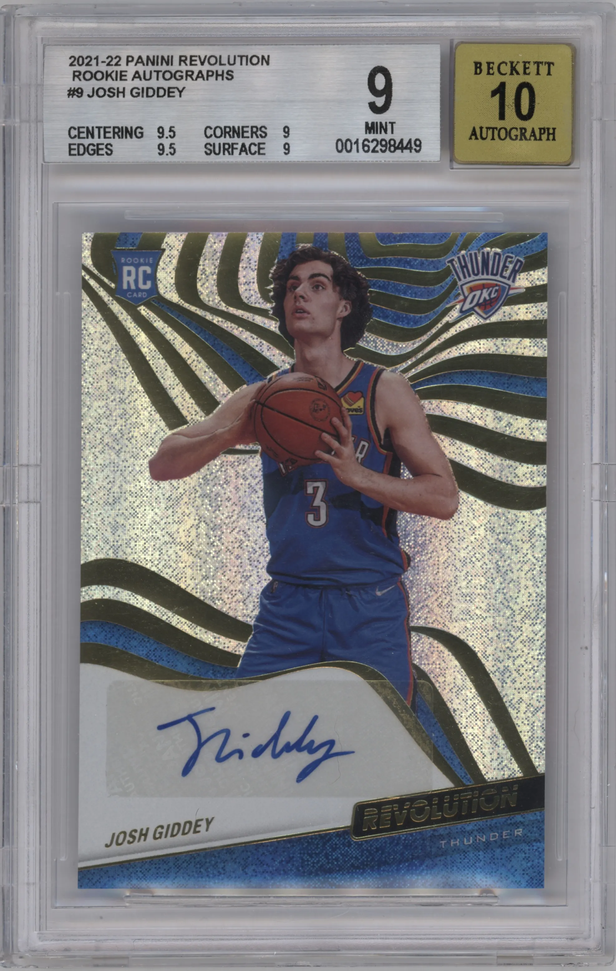 2021 Panini Revolution Rke.Auto Josh Giddey BGS 9