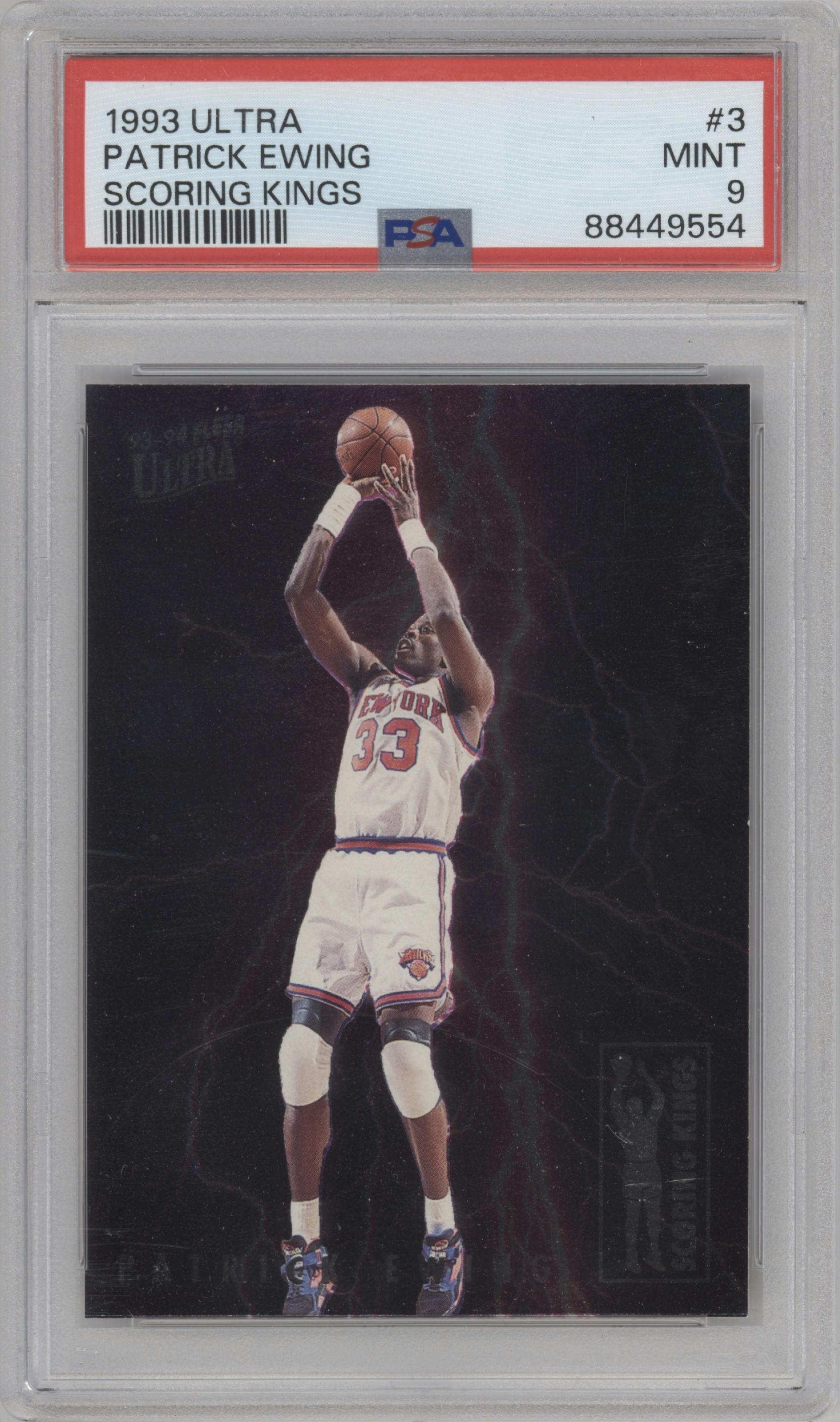 Patrick Ewing from the 1993-94 Fleer Ultra set graded by PSA and given an overall grade of 9.
