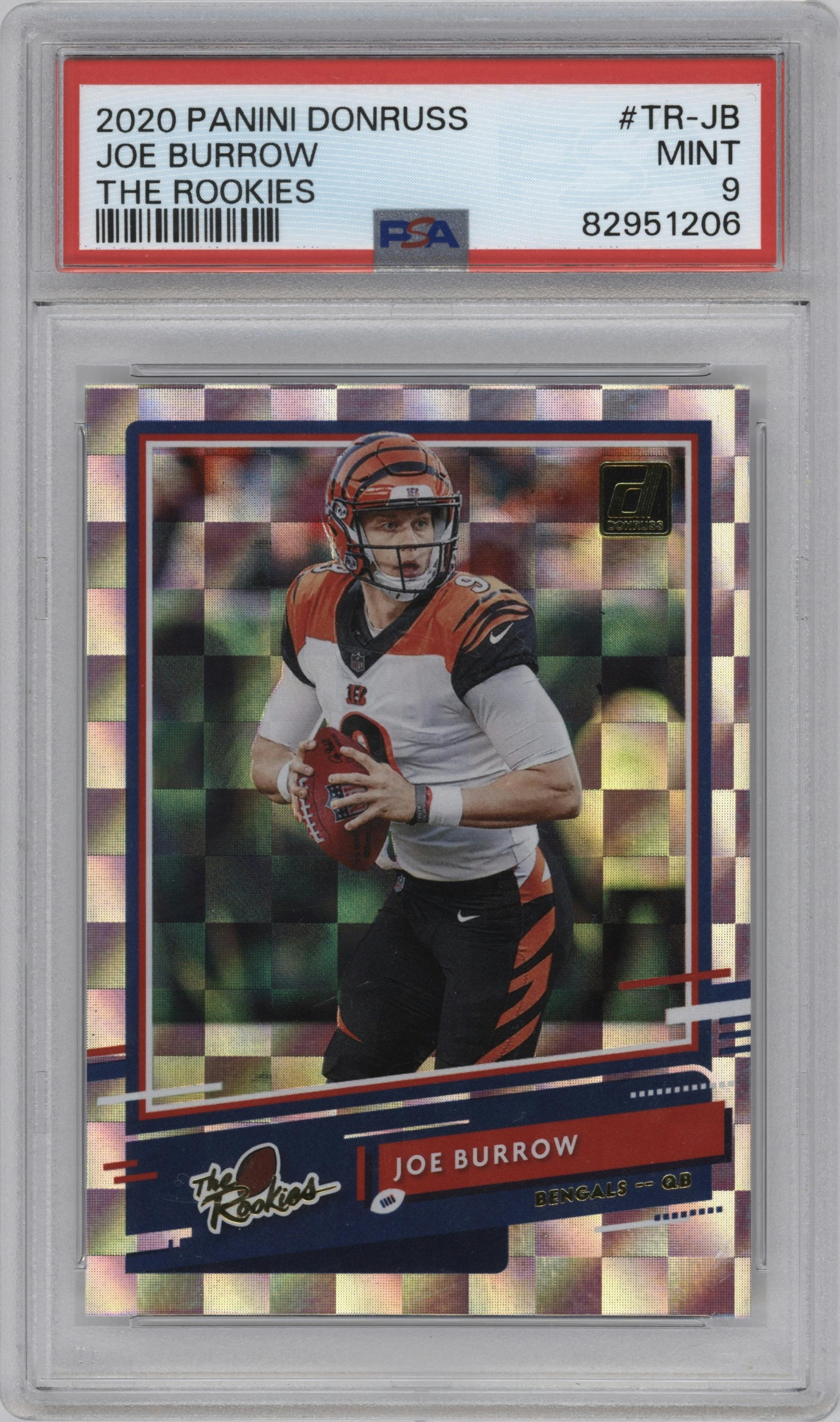 Joe Burrow from the 2020 Panini Donruss set graded by PSA and given an overall grade of 9.