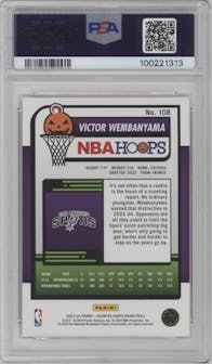 Victor Wembanyama from the 2023-24 Panini Haunted Hoops set featuring a Orange parallel graded by PSA and given an overall grade of 10.