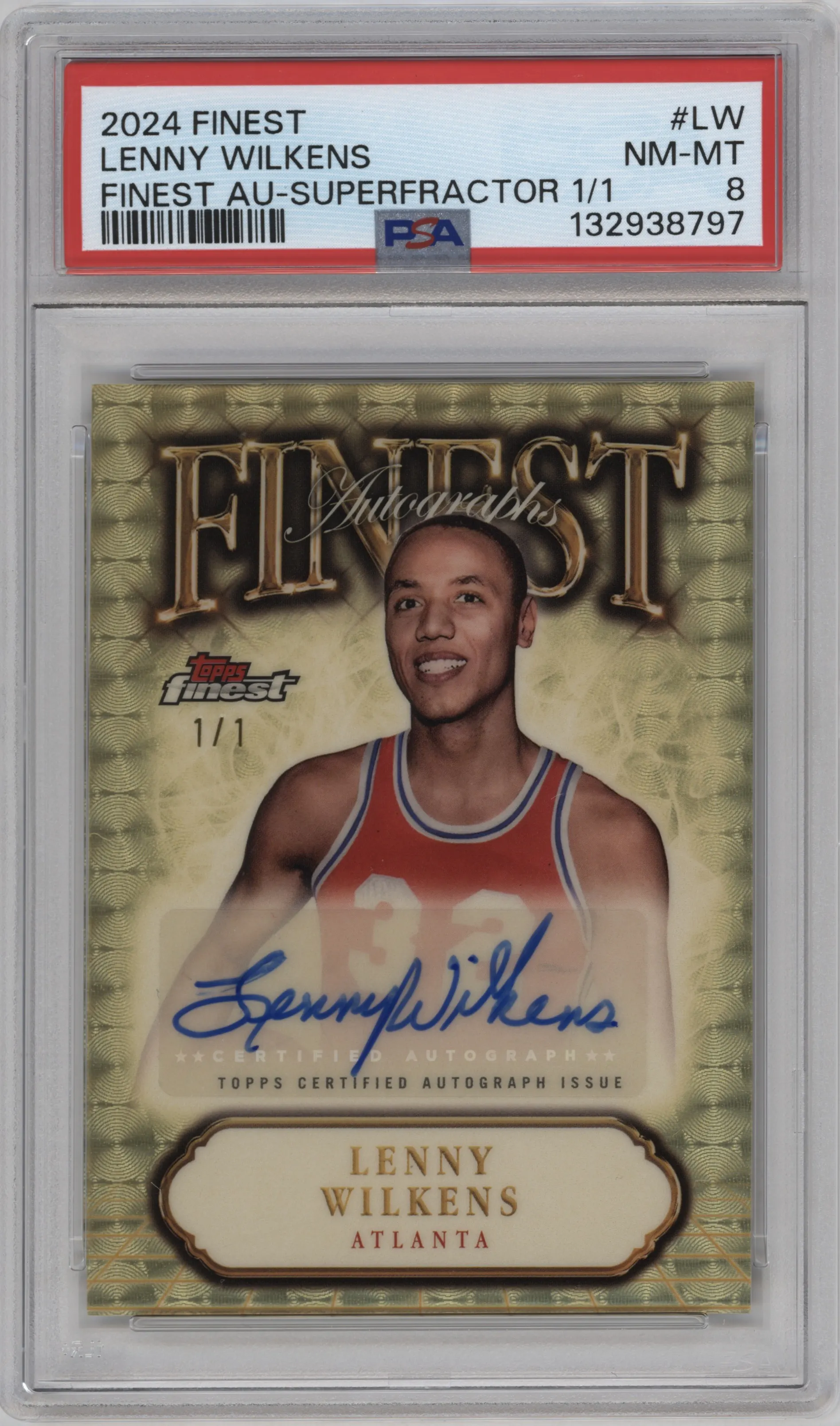 2024 Topps Finest Auto Lenny Wilkens Superfractor #FA-LW PSA 8