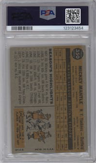 Mickey Mantle from the 1960 Topps set graded by PSA and given an overall grade of 6.