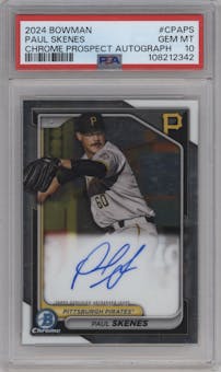 Paul Skenes from the 2024 Bowman set graded by PSA and given an overall grade of 10.