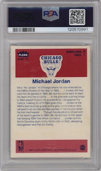 Michael Jordan from the 1986-87 Fleer set graded by PSA and given an overall grade of 5.